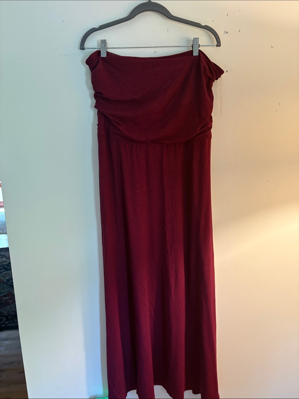 Off-Shoulder Maxi Dress in Burgundy